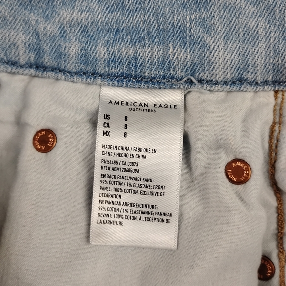 American Eagle Outfitters Light Blue Distressed High Waist Denim Shorts - Picture 5 of 6